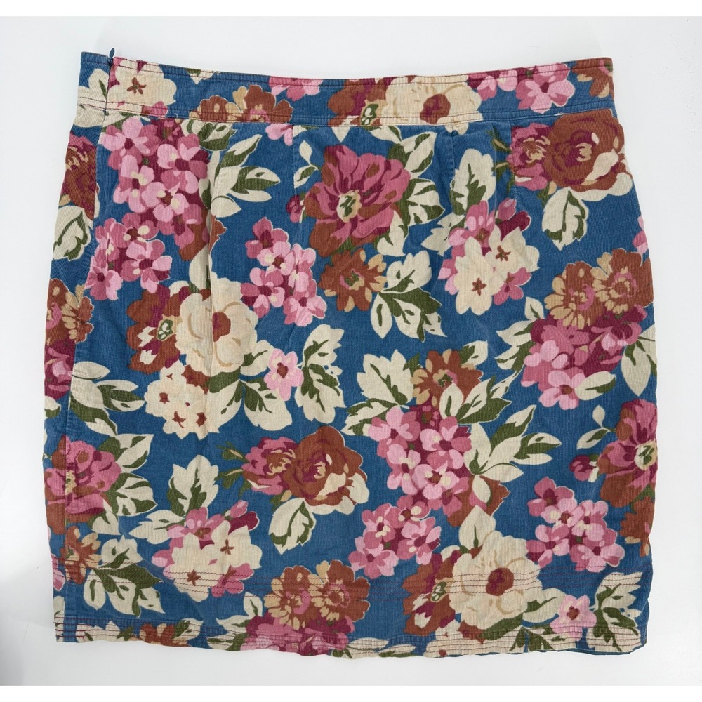 Boden Floral Corduroy Mini Skirt Blue Pink Cotton WG450 Womens Size 16L UK 20L - Picture 2 of 7